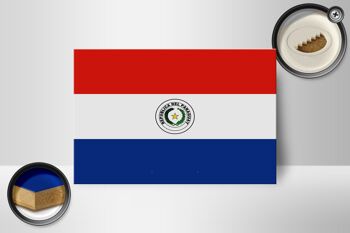 Panneau en bois drapeau du Paraguay 18x12 cm Décoration drapeau du Paraguay 2