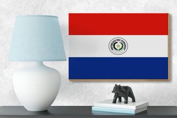 Panneau en bois drapeau du Paraguay 18x12 cm Décoration drapeau du Paraguay 3