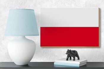 Panneau en bois drapeau de la Pologne 18x12 cm Décoration drapeau de la Pologne 3