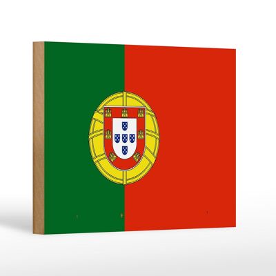 Letrero de madera Bandera de Portugal 18x12 cm Decoración Bandera de Portugal