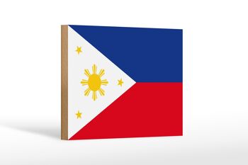 Panneau en bois drapeau Philippines 18x12 cm Décoration drapeau des Philippines 1