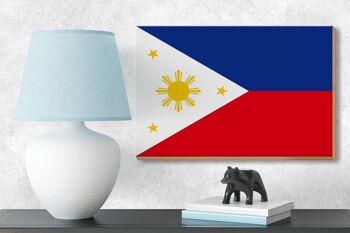 Panneau en bois drapeau Philippines 18x12 cm Décoration drapeau des Philippines 3
