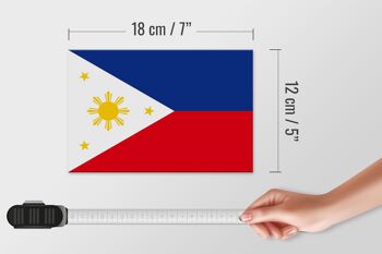 Panneau en bois drapeau Philippines 18x12 cm Décoration drapeau des Philippines 4