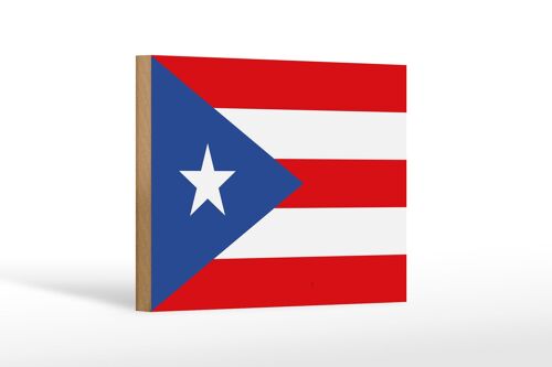 Holzschild Flagge Puerto Ricos 18x12cm Flag of Puerto Rico Dekoration