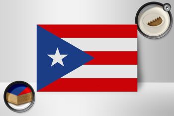 Panneau en bois drapeau de Porto Rico 18x12cm Décoration drapeau de Porto Rico 2