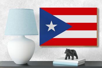 Panneau en bois drapeau de Porto Rico 18x12cm Décoration drapeau de Porto Rico 3