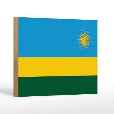 Letrero de madera Bandera de Ruanda 18x12 cm Decoración Bandera de Ruanda