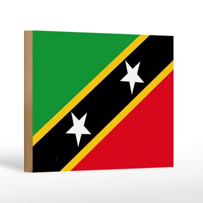 Bandera de madera St. Kitts y Nevis 18x12 cm Decoración Saint Kitts