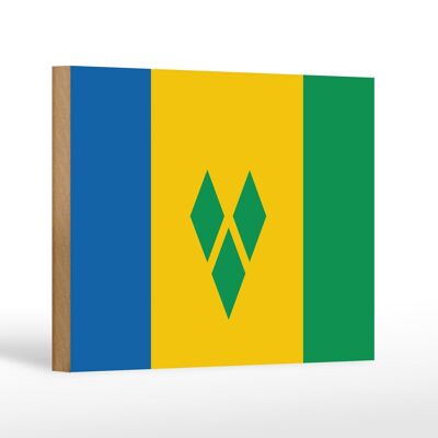 Letrero de madera Bandera San Vicente y las Granadinas 18x12 cm decoración