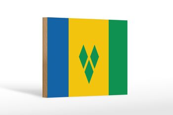 Panneau en bois drapeau Saint Vincent et Grenadines 18x12 cm décoration 1