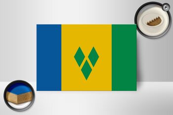 Panneau en bois drapeau Saint Vincent et Grenadines 18x12 cm décoration 2