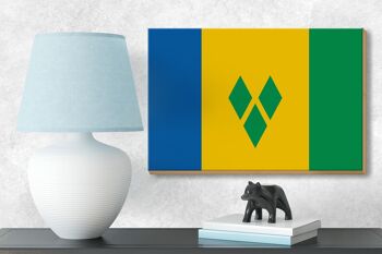 Panneau en bois drapeau Saint Vincent et Grenadines 18x12 cm décoration 3