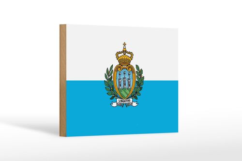 Holzschild Flagge San Marinos 18x12 cm Flag of San Marino Dekoration