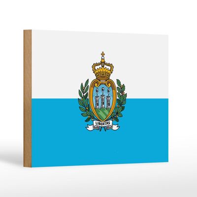 Letrero de madera bandera de San Marino 18x12 cm Bandera de San Marino decoración
