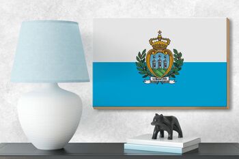Panneau en bois drapeau de Saint-Marin 18x12 cm Décoration drapeau de Saint-Marin 3