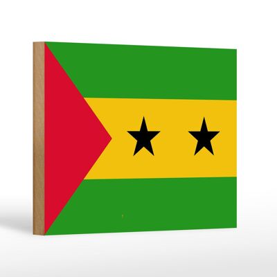 Letrero de madera bandera Santo Tomé y Príncipe 18x12 cm decoración Santo Tomé