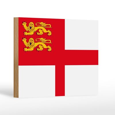 Holzschild Flagge Sark 18x12 cm Flag of Sark Dekoration