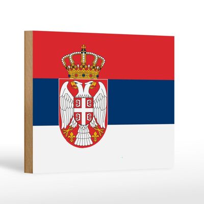 Letrero de madera Bandera de Serbia 18x12 cm Decoración Bandera de Serbia