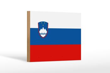 Panneau en bois drapeau de la Slovénie 18x12 cm Décoration drapeau de la Slovénie 1
