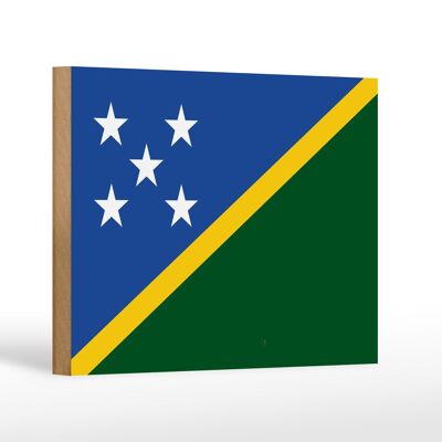 Cartello in legno bandiera Isole Salomone 18x12 cm Decorazione bandiera Isole Salomone