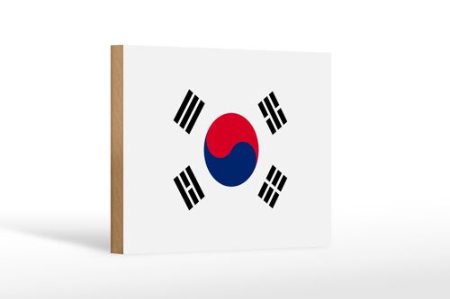 Holzschild Flagge Südkoreas 18x12 cm Flag of South Korea Dekoration