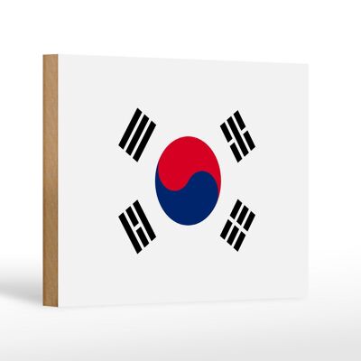 Holzschild Flagge Südkoreas 18x12 cm Flag of South Korea Dekoration