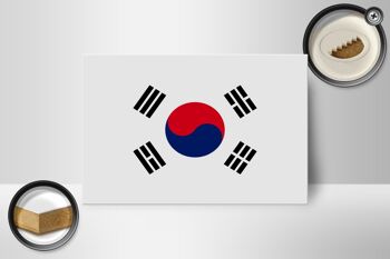 Panneau en bois drapeau de la Corée du Sud 18x12 cm Décoration drapeau de la Corée du Sud 2