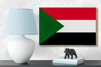 Panneau en bois drapeau Soudan 18x12 cm Décoration drapeau du Soudan 3