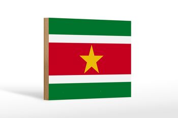 Panneau en bois drapeau du Suriname 18x12 cm Décoration drapeau du Suriname 1