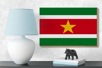 Panneau en bois drapeau du Suriname 18x12 cm Décoration drapeau du Suriname 3
