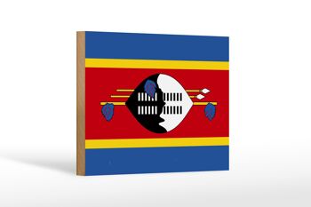 Panneau en bois drapeau du Swaziland 18x12 cm, décoration drapeau d'eswatini 1