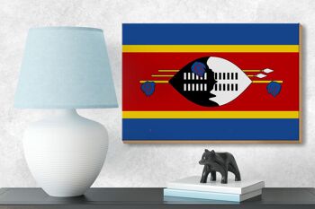 Panneau en bois drapeau du Swaziland 18x12 cm, décoration drapeau d'eswatini 3