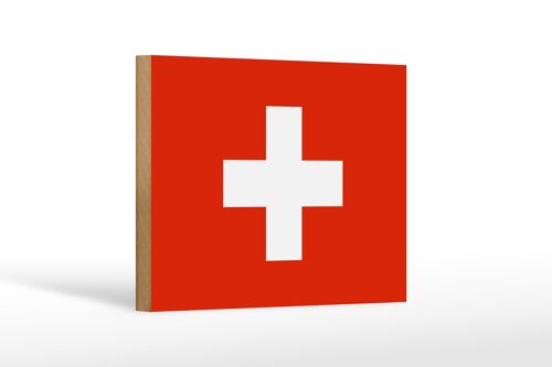 Holzschild Flagge Schweiz 18x12 cm Flag of Switzerland Dekoration