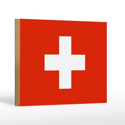 Holzschild Flagge Schweiz 18x12 cm Flag of Switzerland Dekoration