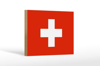 Panneau en bois drapeau Suisse 18x12 cm Décoration drapeau de la Suisse 1