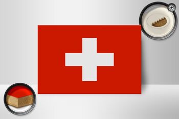 Panneau en bois drapeau Suisse 18x12 cm Décoration drapeau de la Suisse 2