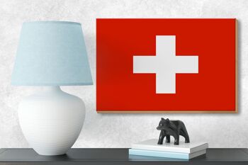 Panneau en bois drapeau Suisse 18x12 cm Décoration drapeau de la Suisse 3
