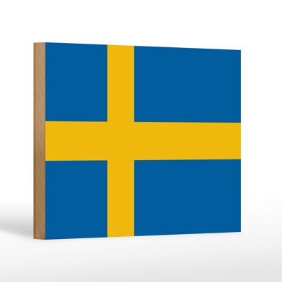 Panneau en bois drapeau de la Suède 18x12 cm Décoration drapeau de la Suède