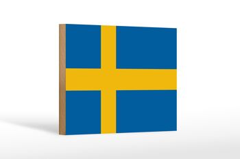 Panneau en bois drapeau de la Suède 18x12 cm Décoration drapeau de la Suède 1