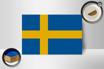 Panneau en bois drapeau de la Suède 18x12 cm Décoration drapeau de la Suède 2