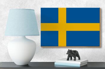 Panneau en bois drapeau de la Suède 18x12 cm Décoration drapeau de la Suède 3