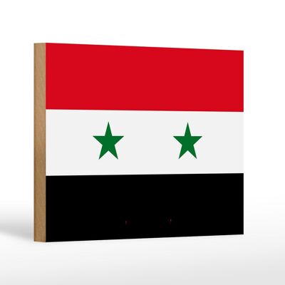 Letrero de madera bandera de Siria 18x12 cm Decoración bandera de Siria
