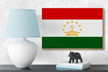 Drapeau en bois du Tadjikistan 18x12cm, décoration du drapeau du Tadjikistan 3