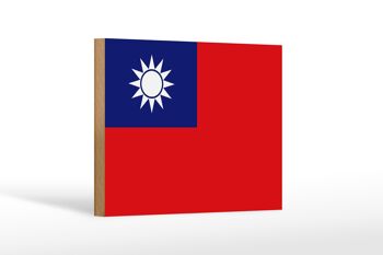 Drapeau en bois de Chine 18x12 cm, drapeau de décoration de Taiwan 1