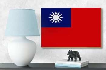 Drapeau en bois de Chine 18x12 cm, drapeau de décoration de Taiwan 3
