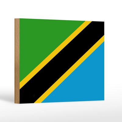 Letrero de madera bandera de Tanzania 18x12 cm Bandera de Tanzania decoración