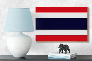 Panneau en bois drapeau de la Thaïlande 18x12 cm Décoration drapeau de la Thaïlande 3