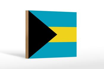 Panneau en bois drapeau Bahamas 18x12 cm Décoration drapeau des Bahamas 1