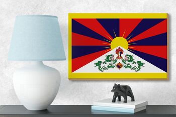 Panneau en bois drapeau du Tibet 18x12 cm Décoration drapeau du Tibet 3