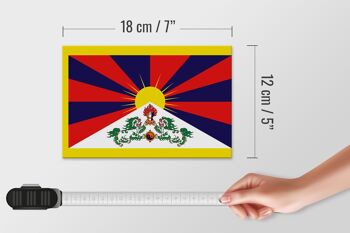 Panneau en bois drapeau du Tibet 18x12 cm Décoration drapeau du Tibet 4